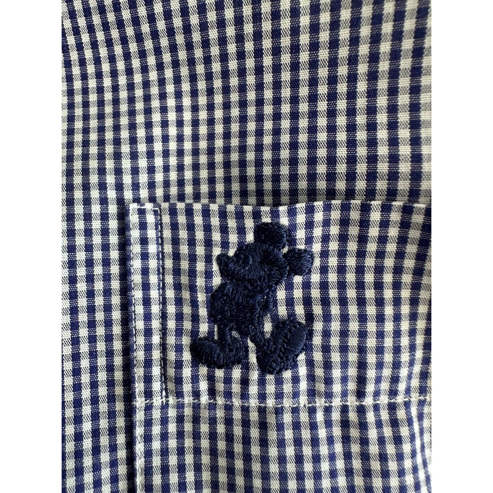 Walt Disney World Button Shirt Mickey Long Sleeve Gingham Blue Check Men's XXL - Picture 4 of 9